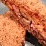 Bacon and mushroom cheese toasty sandwich